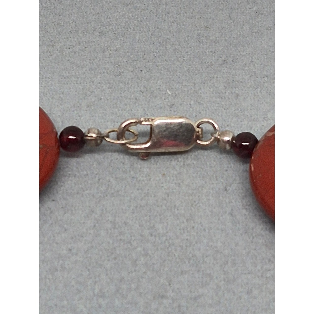 Vintage Chunky Necklace Red Jasper Sterling Silver Garnet Bead Statement - Picture 10 of 12